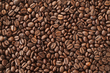 Roasted coffee beans, background texture
