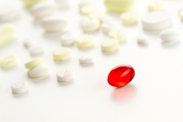 Red pill and tablet pale colors