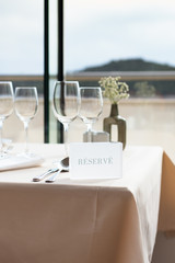 restaurant table setting by the window