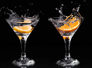 Vermouth cocktail inside martini glass over dark background