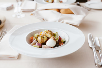 fresh salad plate with mozzarella cheese