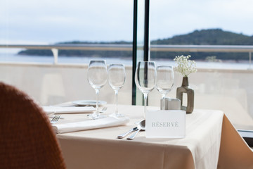 restaurant table by the sea