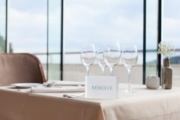 restaurant table by the window