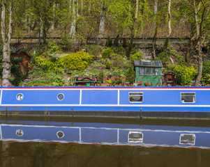 Narrowboat at moorings