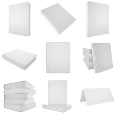 Set, collection white blank book.