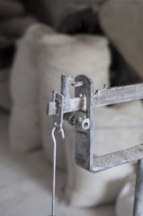 Ancient old-fashioned weight scale in grunge style