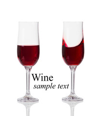 Set of glasses with red wine