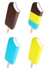illustration of a set bitten ice cream
