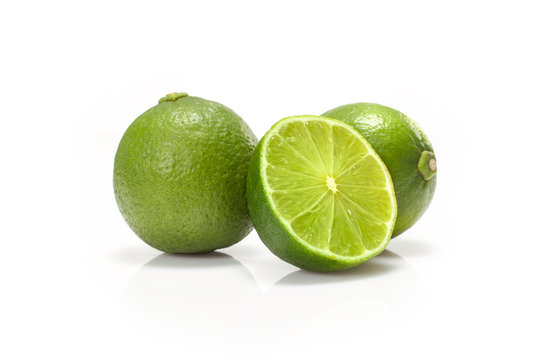 Green lime isolated on white background