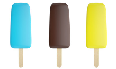 Set of colorful ice cream isolated on white background