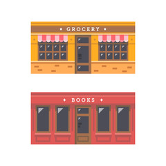 Shop front facade flat design