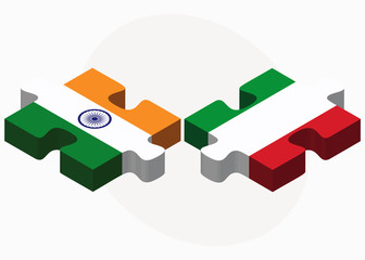 India and Italy Flags in puzzle
