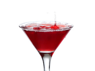 A martini glass on a white background;