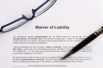 waiver of liability - obrazy, fototapety, plakaty