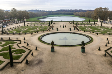 Wonderful autumnal view of famous Versailles Palace Park. Paris