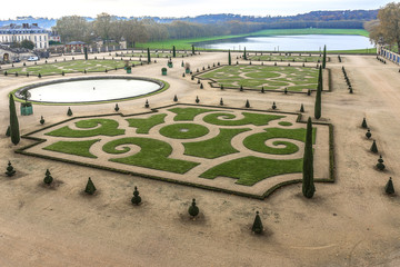 Wonderful autumnal view of famous Versailles Palace Park. Paris