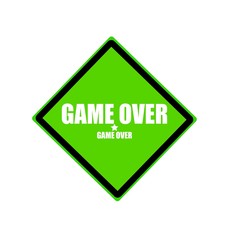 Game over white stamp text on green background