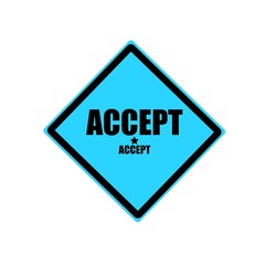 Accept black stamp text on blue background