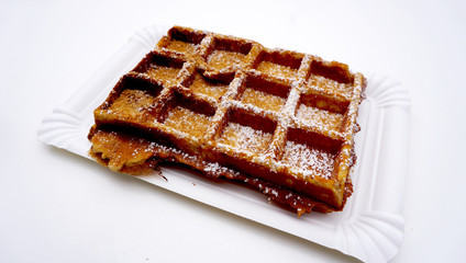 baked waffle with sugar