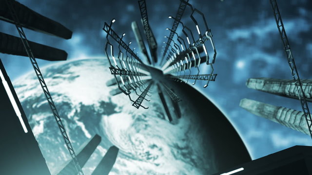 Flying into warp in an animated space station