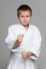 Confident young boy in kimono