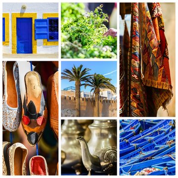 composition of objects or typical places of Morocco