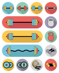 Vector Modern Flat Fitness and Gym Icons