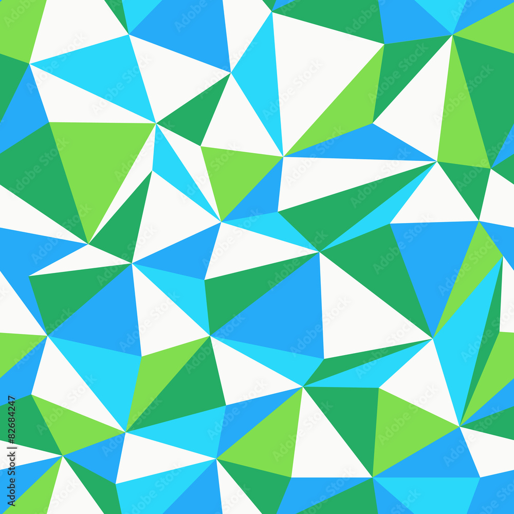 Poster triangle seamless pattern. green and blue color themed