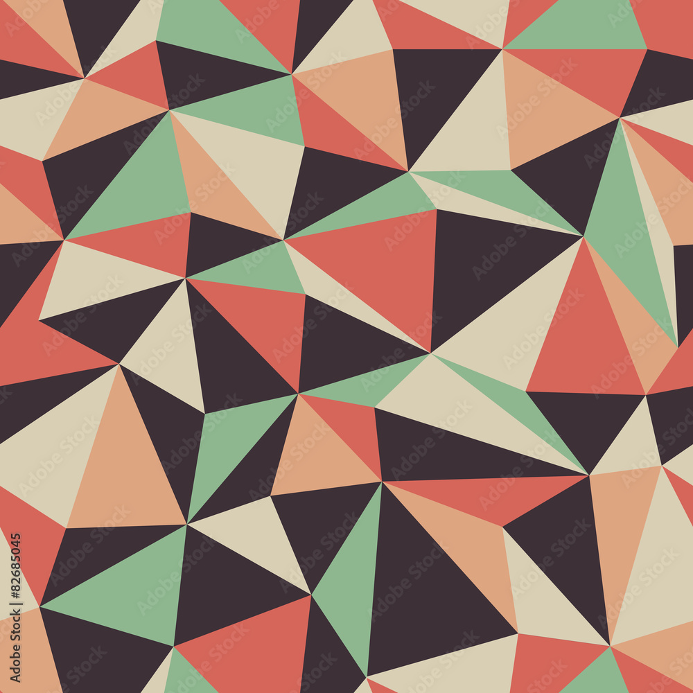 Poster Abstract Triangle Seamless Pattern in Retro Colors