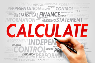 CALCULATE word cloud, business concept