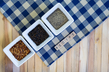 Pepper Varieties on Navy Check Napkin-Recipe