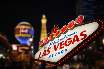 Foto op Aluminium Welkom bij Fabulous Las Vegas Neonreclame © somchaij