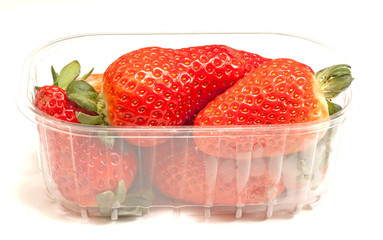 Strawberries in plastic box.