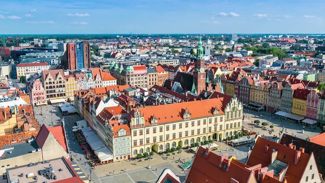 Timelapse Wroclaw, Poland in summer 