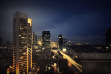 Fototapeta na wymiar Jakarta City Nightscape Background