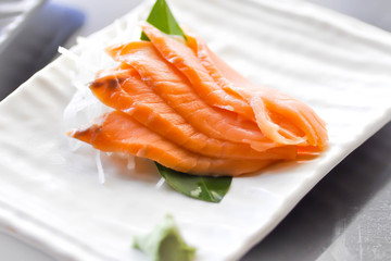 raw salmon , sliced salmon
