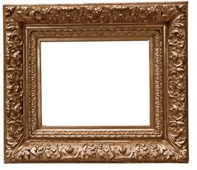 antique wooden frame On white background