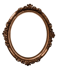 antique wooden frame On white background