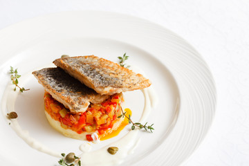 fried carp with mashed potatoes