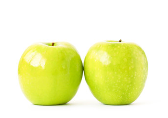 Two green apple, isolated on white background