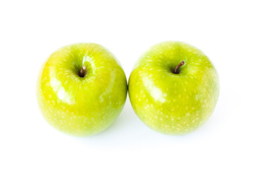 Two green apple, isolated on white background