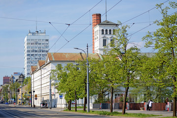 Biała fabryka, ulica Piotrkowska, Łódź - obrazy, fototapety, plakaty