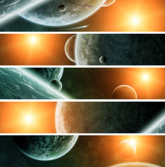 Sunrise over planets in space
