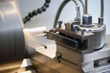 Fototapeta na wymiar Close Up of Lathe Machine in Operation