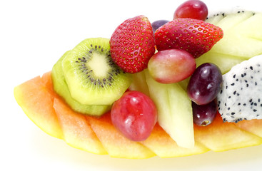 Mixed Fruits isolated on a white background.