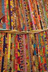 Colorful fabrics on display, Zanzibar