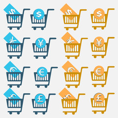 Fototapeta na wymiar vector illustration shopping cart icon set