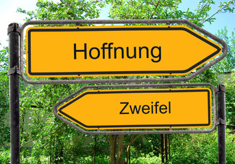 Fototapeta premium Strassenschild 40 - Hoffnung