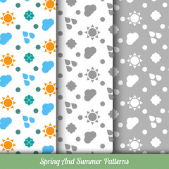 Seamless pattern on the spring and summer theme, has three backg