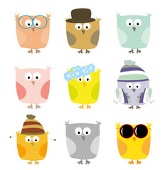 Obraz premium set of isolated cartoons owls